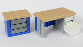 Playmobil skříňka a kancelářský stůl s kartotékou