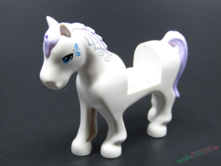 Lego kůň bílý s levandulovou hřívou a ocasem