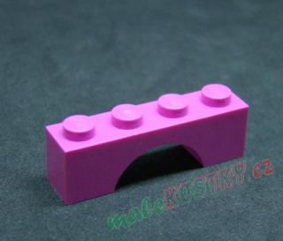 Lego most oblouk nízký 1x4 - tmavě růžový