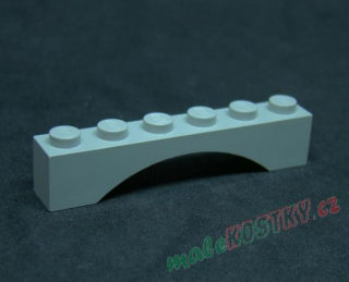 Lego most oblouk nízký 1x6 - světle šedý - light bluish gray