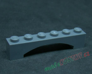 Lego most oblouk nízký 1x6 - tmavě šedá - dark blusih gray