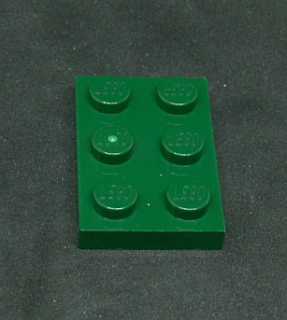 Lego destička 2x3 tmavě zelená