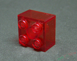 Lego kostička 2x2 průhledná červená 