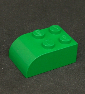 Lego kostička zakulacená 2x3 - zelená