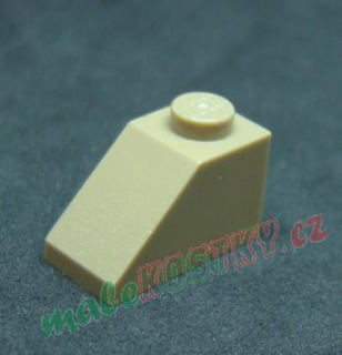 Lego šikmá kostka 45° 2x1 tmavě béžová