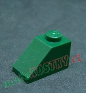 Lego šikmá kostka 45° 2x1 tmavě zelená