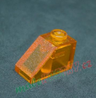 Lego šikmá kostka 45° 2x1 průhledná oranžová