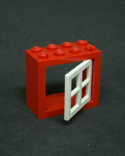 Lego okno 2x4x3 - červenobílé