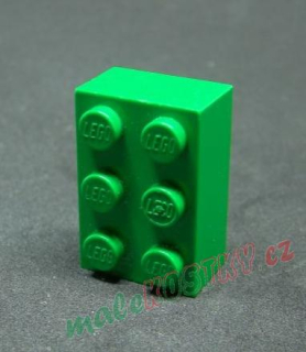 Lego kostička 2x3 zelená 