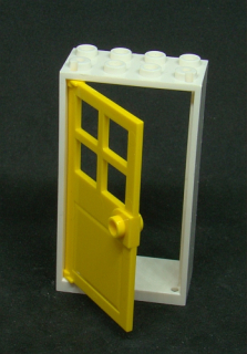 Lego rám dveří s dveřmi 2x4x6 - bílo/žlutý