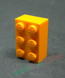 Lego kostička 2x3 oranžová