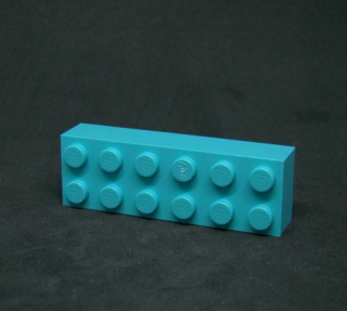 Lego kostička 2x6 středně azurová