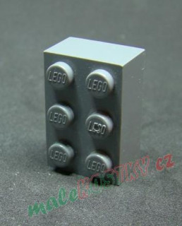 Lego kostička 2x3 tmavě šedá - dark gray