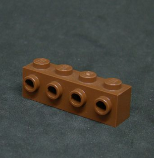 Lego kostička speciální 1x4 s nopy - hnědá - reddish brown