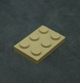 Lego destička 2x3 tmavě béžová