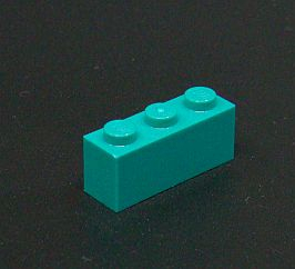 Lego kostička 1x3 tmavě tyrkysová