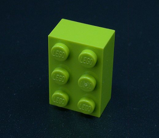 Lego kostička 2x3 světle zelená - lime