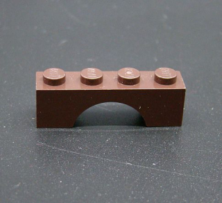 Lego most oblouk nízký 1x4 - tmavě hnědý