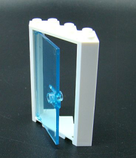 Lego rám dveří rohový bílý s dveřmi průhledné světle modré
