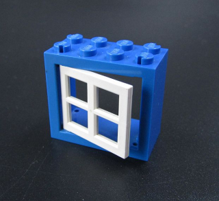 Lego rám okna s oknem 2x4x3 - modrobílý