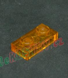 Lego destička 1x2 průhledná oranžová