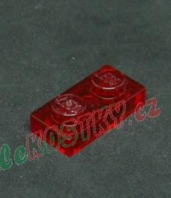 Lego destička 1x2 průhledná červená