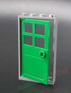 Lego dveře 1x4x6 - světle šedé+zelené