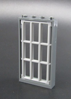 Lego okno s mřížemi 1x4x6 - tmavě šedé + světle šedé