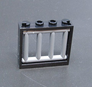 Lego okno černé s tmavě šedou mříží  1x4