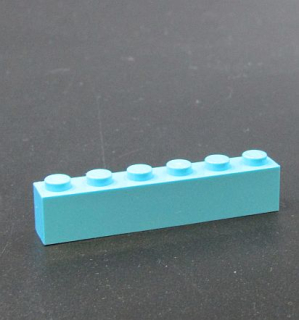Lego kostička 1x6 - středně azurová