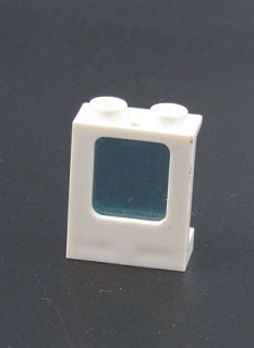 Lego okno 1x2x2 se sklem průhledným modrým - bílé 