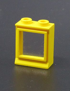 Lego okno 1x2x2 se sklem žluté