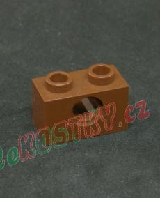 Lego kostička Technic 1x2 hnědá - reddish brown