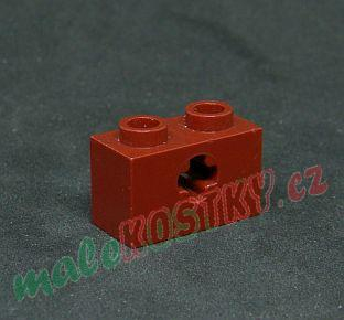 Lego Technic kostička kříž 1x2 tmavě červená