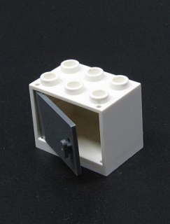 Lego skříňka 2x3x2 s dvířky - bílá/tmavě šedé