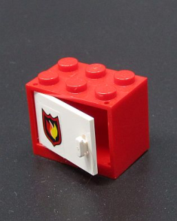 Lego skříňka 2x3x2 s dvířky - červená "hasiči"