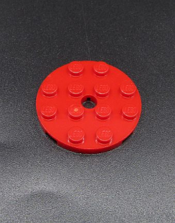 Lego destička kulatá s kulatou středovou dírou - červená