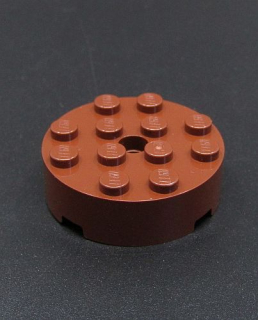 Lego kostička kulatá 4x4 - hnědá - reddish brown