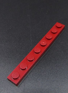 Lego destička 1x8 tmavě červená
