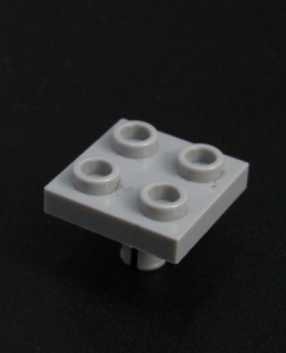 Lego speciální destička 2x2 s pinem - světle šedá - light bluish gray