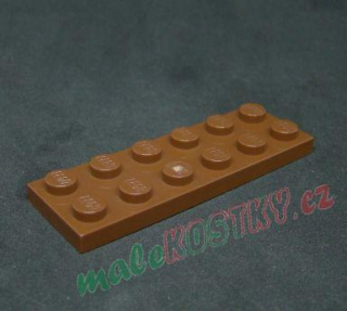 Lego destička 2x6 hnědá - reddish brown