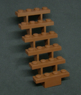Lego schody 7 x 4 x 6 - hnědé - reddishbrown